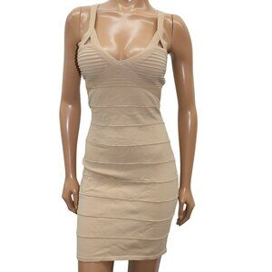 BEBE Beige Bandage Bodycon Mini Dress Medium